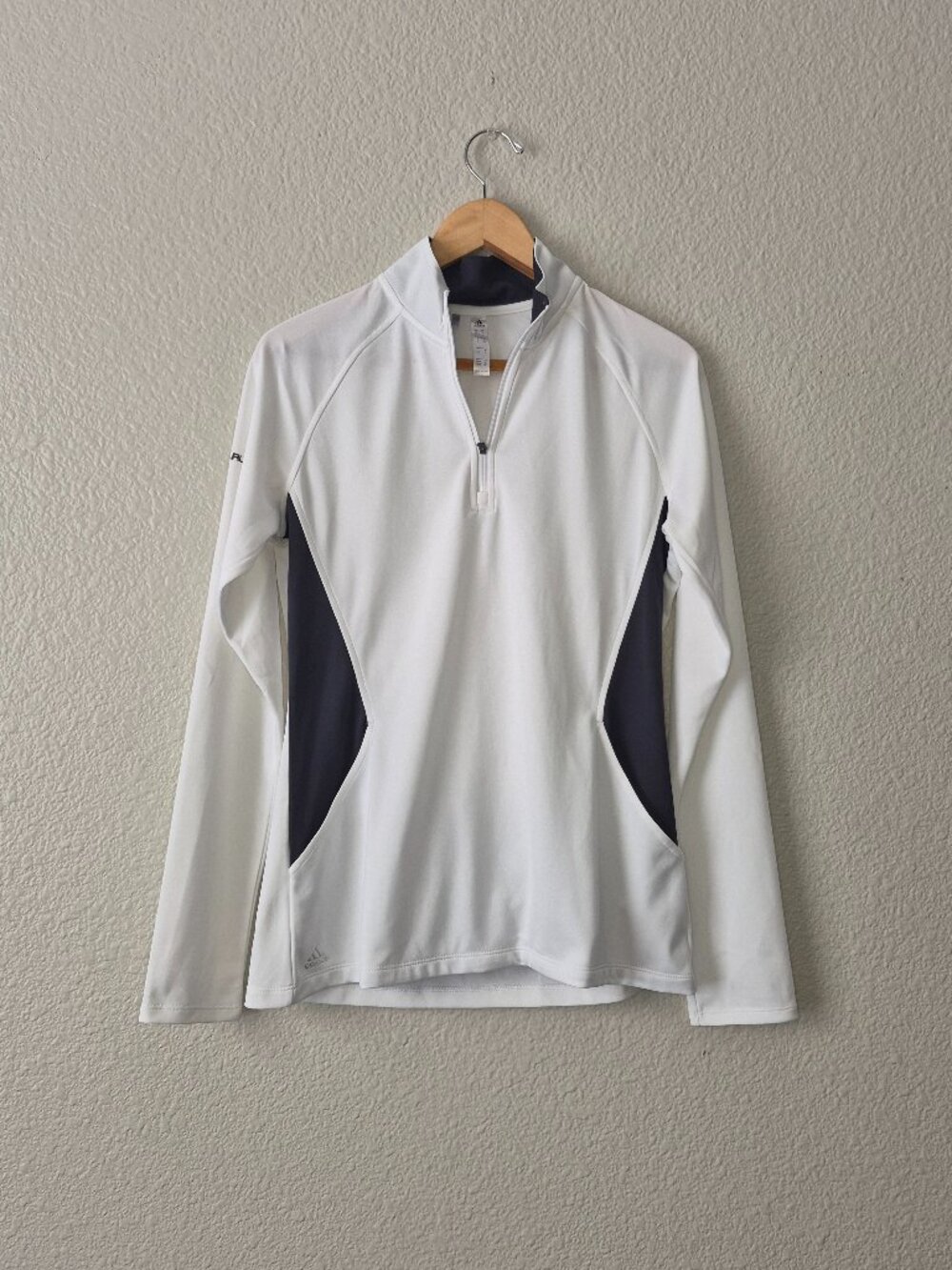 Adidas Subaru Pullover Womens Medium M White Gray Quarter Zip Active Top EUC